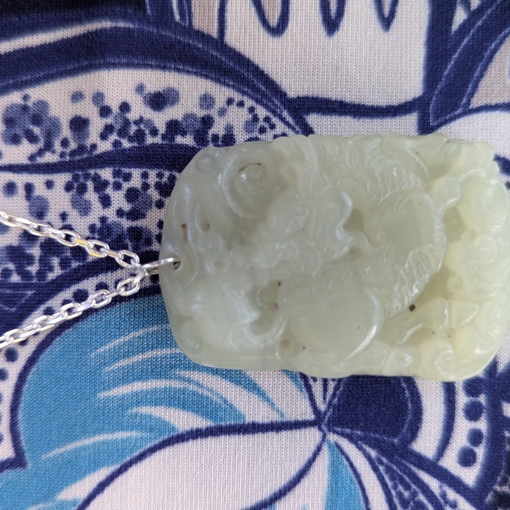 Real Jade Dragon Pendant With Copper